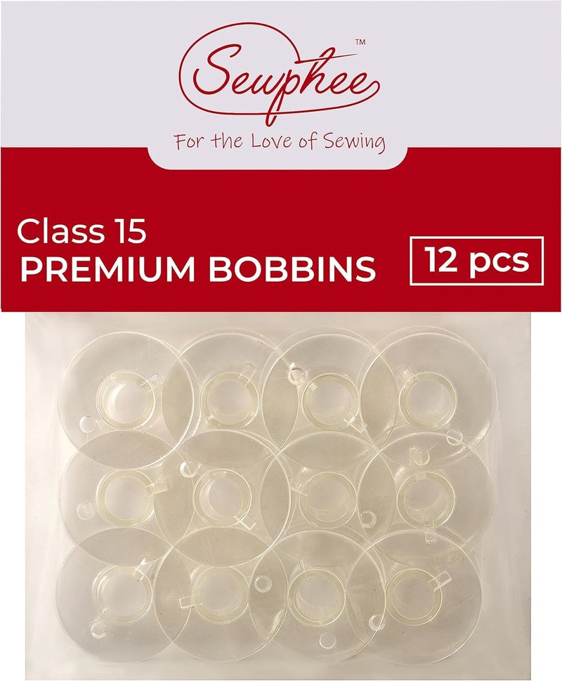 Sewphee 12pcs Premium Class 15 Bobbins – Fits Janome HD3000, Brother, Elna & Kenmore - Compatible with Janome Sewing Machine Accessories, Plastic Bobbins for Sewing Machine, Supplies for Quilters & Hobbyists - Image 1